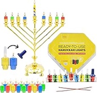 Hanukkah Pre-Filled Olive Oil Glass Cup Candles, 2.5 Hours, 100 Percent Olive Oil Pre-Filled Ready t