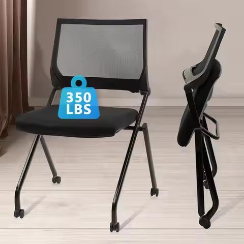 Stackable amp Foldable Conference Room Chairs, Waiting Room Chairs with Wheels amp Lumbar Support, E