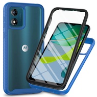 Shockproof Case for Motorola MOTO E13 G53 G23 G13 G80 G62 G52 G42 G32 G22 Casing PC + TPU + PET Screen Protector Film 360° Full Protection Cover Two Layer Structure Funda Case Capa