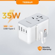 TESSAN GaN III 100W Universal Travel Adapter International Charger with 2 USB Ports & 2 USB-C PD Fas
