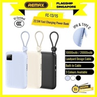 REMAX FC-13 10000mAh 20000mAh Power Bank 22.5W Fast Charging Portable Charger Built-In Dual Cables