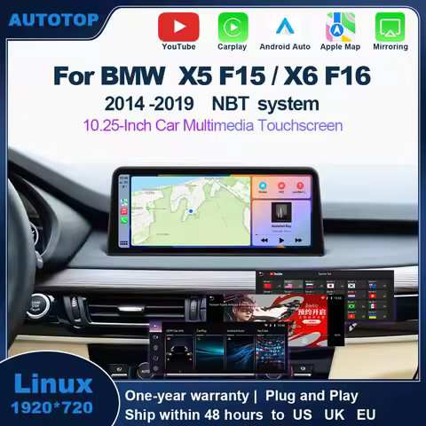 AUTOTOP 10.25" Youtube wireless carplay android auto multimedia radios touchscreen For BMW X5 F15 X6