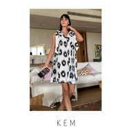 Kemissara Mini Bow Shoulder Dress White/Black
