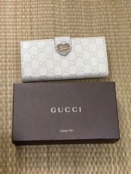 全新未用 GUCCI 奶油白 愛心釦 真皮皮夾 長夾 Vintage 老件 古董包