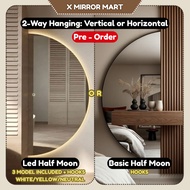 XMM【Pre-order 5days】Half Round Mirror/Half Moon Mirror Wall Mirror Cermin Dinding Cermin Bulat Separ