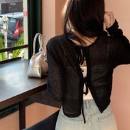 A024 98 Degree C 98 Production Transparent Double Laced-Up Two-Wear Linen Blouse Bow Top 98doci