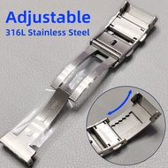 Luxury Adjustable 316L Stainless Steel Watch Clasp Adjustable Buckle for Seiko SKX007 SKX009 Watchbands Clasp Universal Buckle Metal Polished Brushed Button Luxury