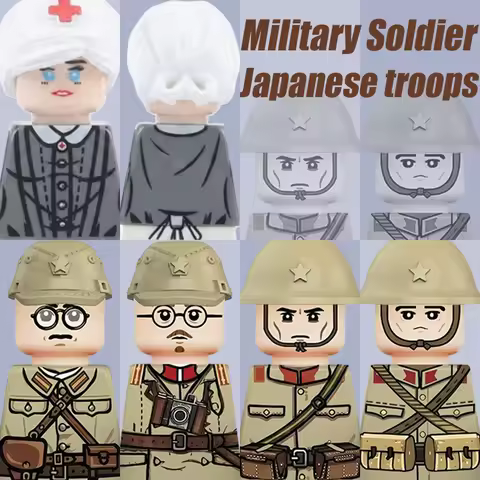 Military Series Soldier Figures Building Blocks WW2 Warrior Japanese Troops UV Printed Officer Femal