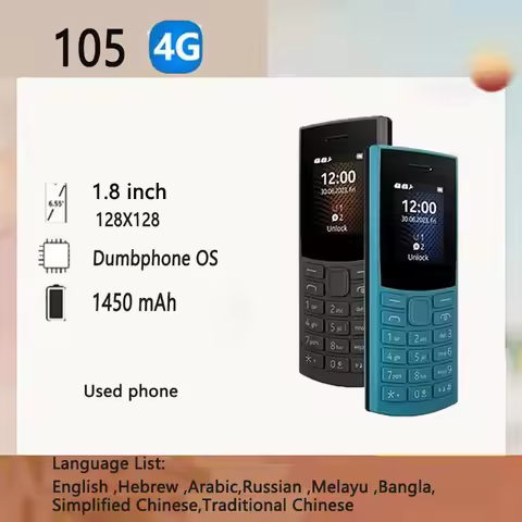 Finland Made 105 2023 Bluetooth 5.0 Feature Phone 4G net Dual SIM 1.8" Battery FM Radio Call Recordi
