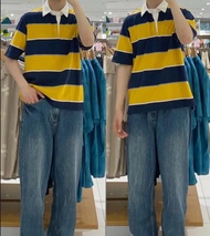 Uniqlo spring and summer mens casual POLO shirt contrast striped short-sleeved T-shirt 455390/457897
