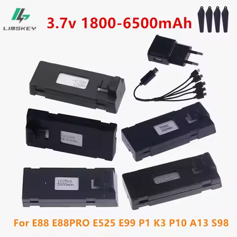 E88 Drone Battery 3.7V 1800/2600/3600/5000/6500mAh For E88PRO E99 E99PRO P1 K3 P10 A13 E525 RC Quadc