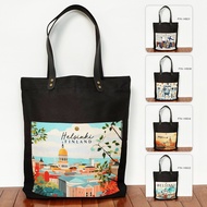 Black Canvas Totebag Pocket Souvenir Finland Totebag Souvenir Finland