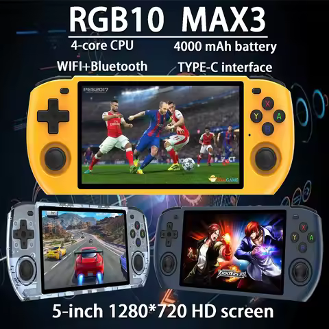 POWKIDDY RGB10 MAX3 Retro Handheld Game Console RK3566 5 Inch 1280*720 Ips Screen Open-Source Retro 