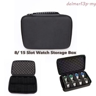 DELMERZA Watch Storage Box, Hard Shell Anti Scratching Watch Display Box, Multipurpose 8/ 15 Slot Bl