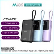 PINENG POWERBANK PN892PD 20000mAh PD 22.5W 20W FAST CHARGING POWERBANK BUILT IN DUAL-CABLE PORTABLE 
