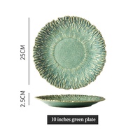 Japanese Vintage Dining Plate Creative Ceramic Plates Colored Glaze Kiln Transformation Lace Shallow