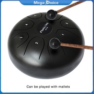 MegaChoice【100%Original】5.5 in. Steel Tongue Drum Steel Drums Flatsons Handpan Standard C Key 8 Notes with Drum Mallets Carry Bag