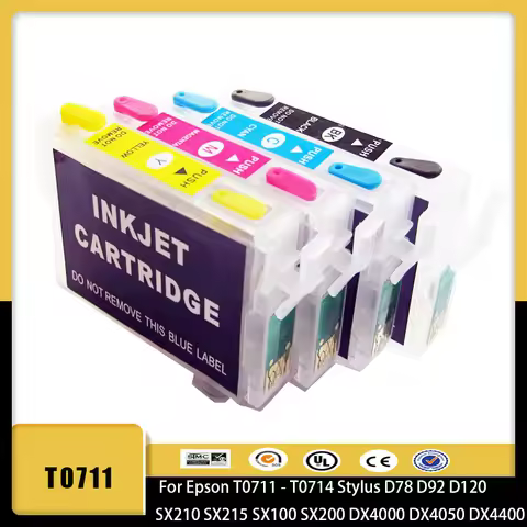 vilaxh T0711 Refillable Ink cartridge For Epson T0711 Stylus D78 D92 DX7000F DX5000 DX4050 DX4000 DX