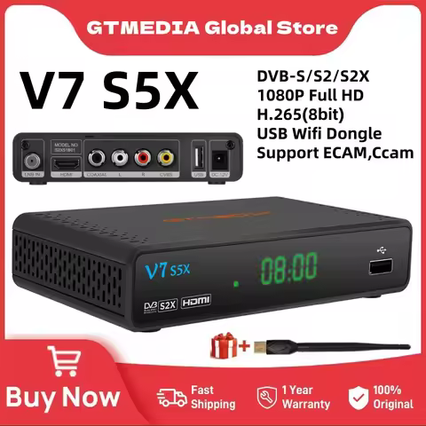 GTMEDIA V7 S5X Satellite TV Receiver DVB-S2X/S2/S Digital Receptor 1080P Full HD TV Box,H.265 Set-to