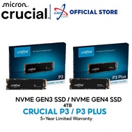 CRUCIAL P3 ( PCIe 3.0 Gen3 ) / P3 PLUS ( PCIe 4.0 Gen4 ) NVME M.2 SSD / STORAGE ( 4TB ) CT4000P3SSD8