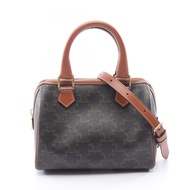【二手】Celine CELINE手提包 小號波士頓包 Cuir Triomphe 2WAY 113772CAS.04LUブラウン/黑色 PVC 塗層帆布皮革 Triomphe 小號波士頓包