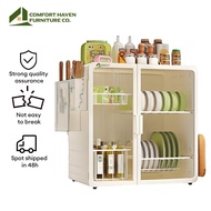 Comfort Haven Furniture Co. Rak Pinggan Mangkuk Countertop Dust Cabinet Kitchen Storage Rack Seasoni