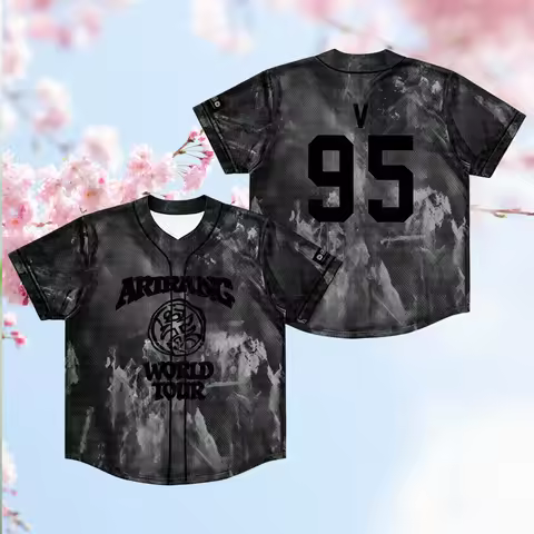 2026 New BTS World Tour Baseball Jersey, Tie Dye Marble Print Essential for Fans FamilyMatching