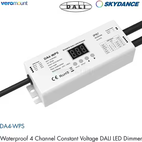 IP67 Waterproof DA4-WPS 12V-48V DC 4CH DALI Dimmer 4 Address/4Channel/DT8 DT6/PWM Dimming For Single