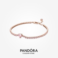Pandora 14k Rose Gold-Plated Sparkling Heart Tennis Bracelet