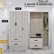 CASA HOME_ 3Door Wardrobe / Kabinet Pakaian / 3 Kaki Almari Baju / Bedroom  Wardrobe / Almari Murah 