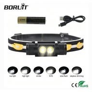 BORUiT D25 Rechargeable LED Headlight Portable Waterproof Camping Flashlight Outdoor Emergency Light