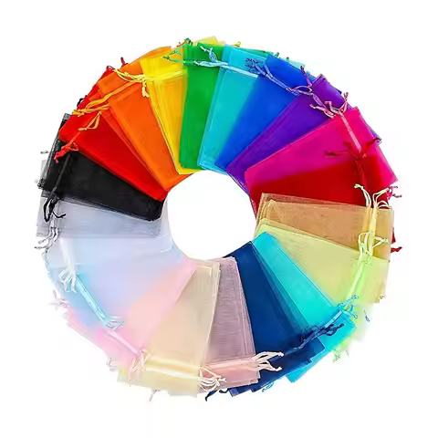 50pcs/Lot Multicolor Jewelry Packaging Bag 7x9/11x16/15x20cm Organza Bags Gift Storage Wedding Draws