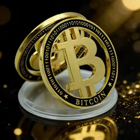 Hollowed-out Gold-plated Crypto Commemorative Coin Bit Bitcoin Currency Collectible Coins