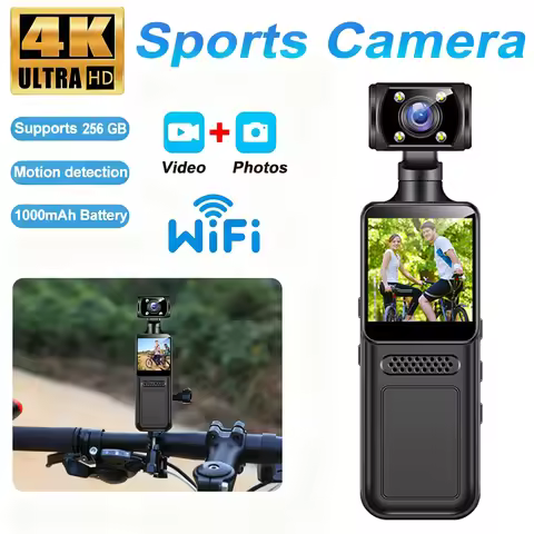 2025 New Action Camera 4K HD 180 ° Rotating Mini Portable Camera Mini Sports Wearable Camera Infrare
