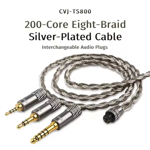 CVJ TS800 200 Cores Eight-Braid Silver-plated Earphones Upgrade Cable HIFI Audio Wire 2.5/3.5/4.4mm 