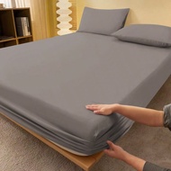 1pc Plain Grey Fitted Sheet, Mattress Protector, Mattress Cover For Bed, Bed Sheet, Soft And Breatha