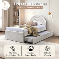 [FREE SHIPPING] LUXE: ARIELLE Single Pull-Out Bed Frame | Katil Tarik | Trundle Day Bed | Velvet | S