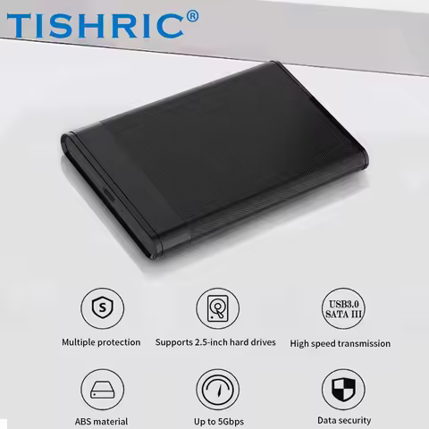 TISHRIC External Hard Drive Enclosure HDD Case 2.5Inch USB3.0 Portable Hard Disk External Case for G