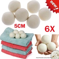 6PCS 5CM Reusable Wool Tumble Dryer Balls Home Natural Laundry Clean Pactical