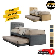 Living Mall Sadie Single &amp; Super Single Pull-Out Type Bed Frame Fabric and Faux Leather in 6 Colour