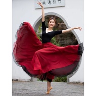 Dance Skirt Dance Performance Costume 720 Degree Tencel Dance Skirt Oversized Swing Skirt Red Xinjia