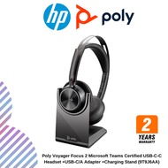 Poly Voyager Focus 2 Microsoft Teams Certified USB-C-C Headset +USB-C/A Adapter +Charging Stand (9T9