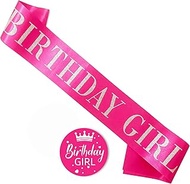 Birthday Girl Sash,Hot Pink Satin with Silver Glitter Letter, Happy 16th,18th,21st,30th 40th 50th 60
