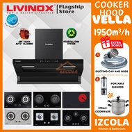 LIVINOX Cooker hood LCH-VELLA-90BL /Compact Slanted Hood/1950m³/h, Suction Power/One-Touch Auto Clea