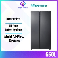 [FREE DELIVERY] HISENSE  Refrigerator 4 Door/Side by Side Fridge | Peti Sejuk RS708N4 / RQ555N4ABN