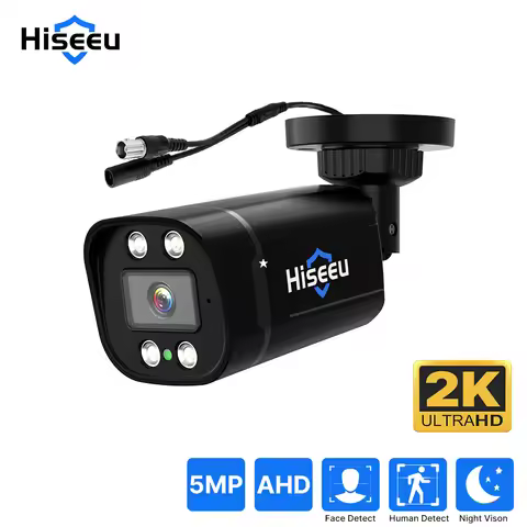 Hiseeu 5MP AHD Camera Outdoor Night Vision Home Video Human Detection CCTV Surveillance Analog Camer