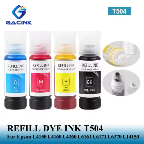 GACINK T504 504 Refill Dye Ink For Epson Eco Tank L4150 L4160 L4260 L6161 L6171 L6270 L14150 Desktop