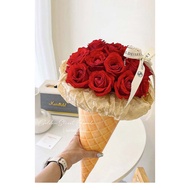 (5 SHEETS) FLOWER PAPER BOUQUET CONE, ICE CREAM FLOWER CONE PAPER