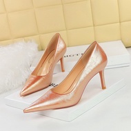 [DAISY] ROSEGOLD 34-43 [7cm and 10cm] [49] Shoes GlossyWanita 10cm high - BIGTREE Heels Formal - Sil