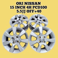 ORI NISSAN Sport Rim 15 Inch 4H Pcd100 Nissan Tiida Latio C11 / Almera Perodua Myvi Viva Kenari Keli